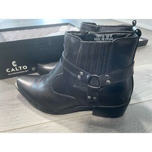CALTO Men 9 invisible 3.3" Height Increasing Elevator Western Ranch Style Boot